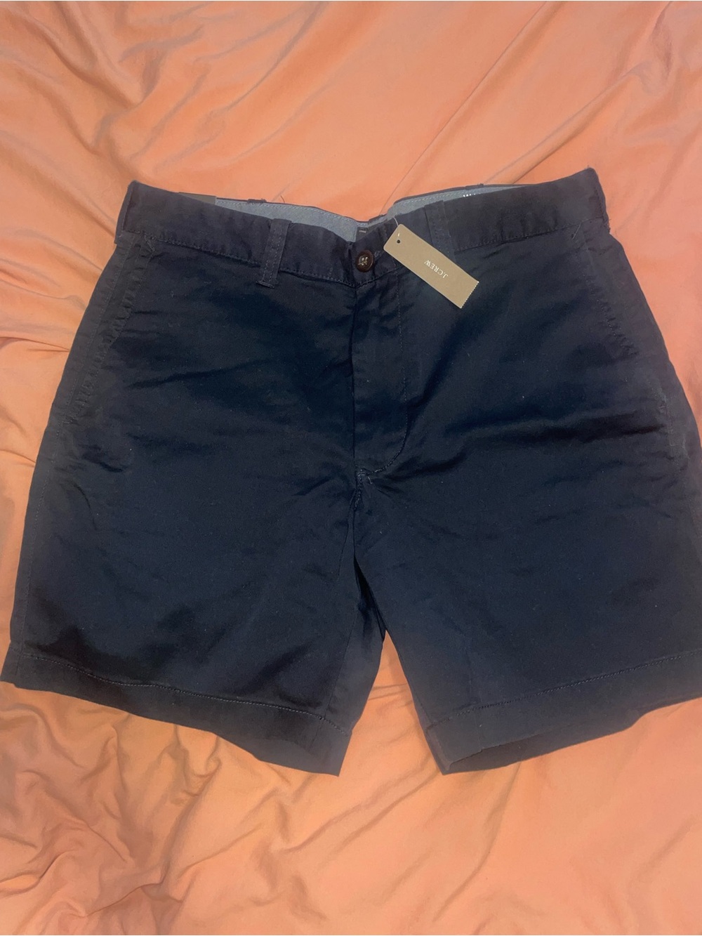 J. Crew Navy Flat-Front Cotton Chino Shorts